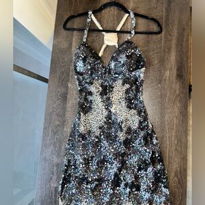 Sequin Halter Mini Dress